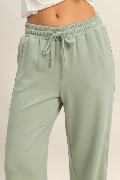 Elastic Waist Wide Leg Pants