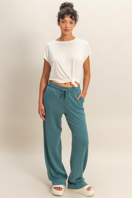 Elastic Waist Wide Leg Pants