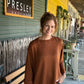3/4 Folded Sleeve Knit Top