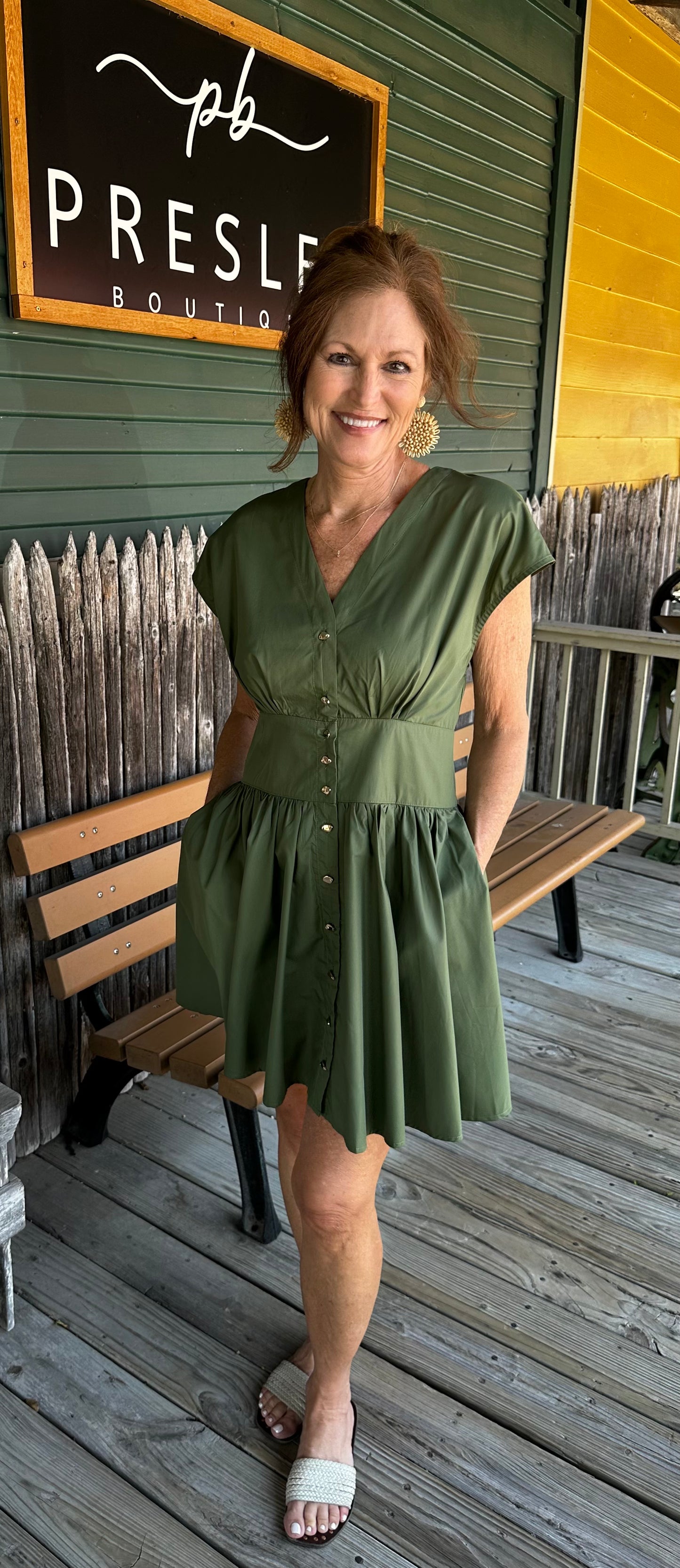 Short Sleeve Mini Dress w/Elastic Waist