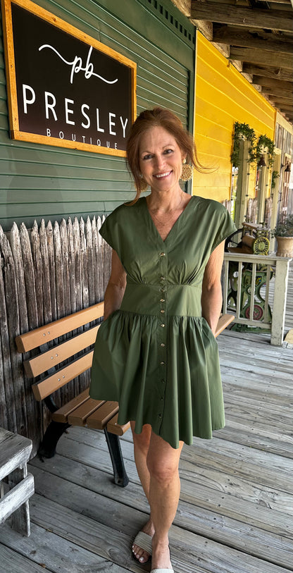 Short Sleeve Mini Dress w/Elastic Waist