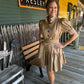 Short Puff Sleeve Button up with Tie Waist Mini Dress