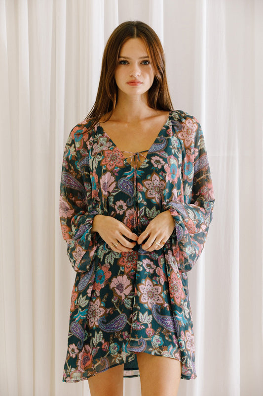 Floral and Paisley Swing Dress