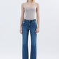 High Rise Dark Wash Cuffed Straight Jeans