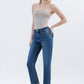 High Rise Dark Wash Cuffed Straight Jeans