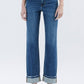 High Rise Dark Wash Cuffed Straight Jeans