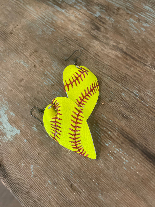 Softball Leaf Leather Earrings