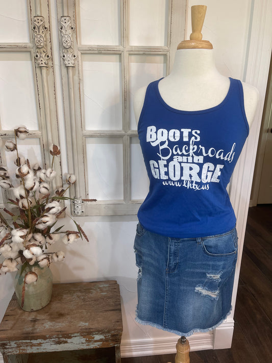 "Boots Backroads and George" Racerback Tank